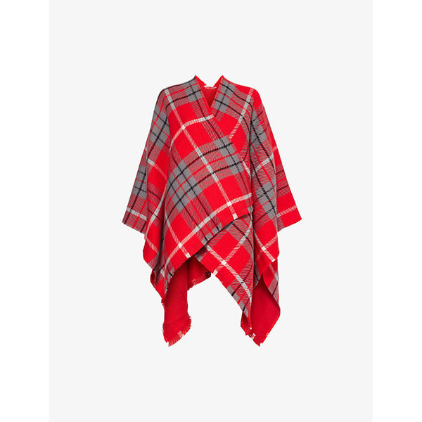 Womens Vivienne Westwood Tartan fringed wool poncho