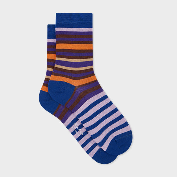 Paul Smith Women's Blue Multicolour Stripe Socks