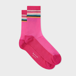 Paul Smith Women's Sheer 'Swirl Stripe' Socks Pink