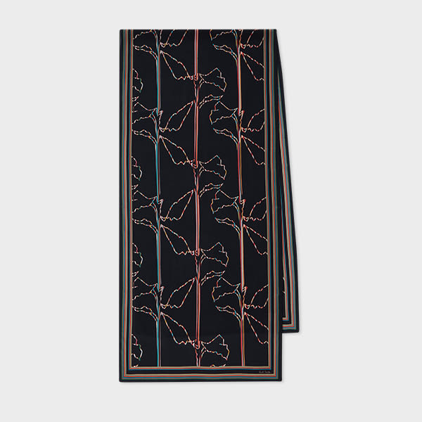 Paul Smith Women's Black Magnolia 'Signature Stripe' Scarf