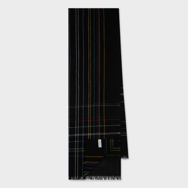 Paul Smith Women's Black Broken 'Signature Stripe' Check Scarf