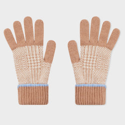 Paul Smith Women's Camel Prince of Wales Check Gloves Brown