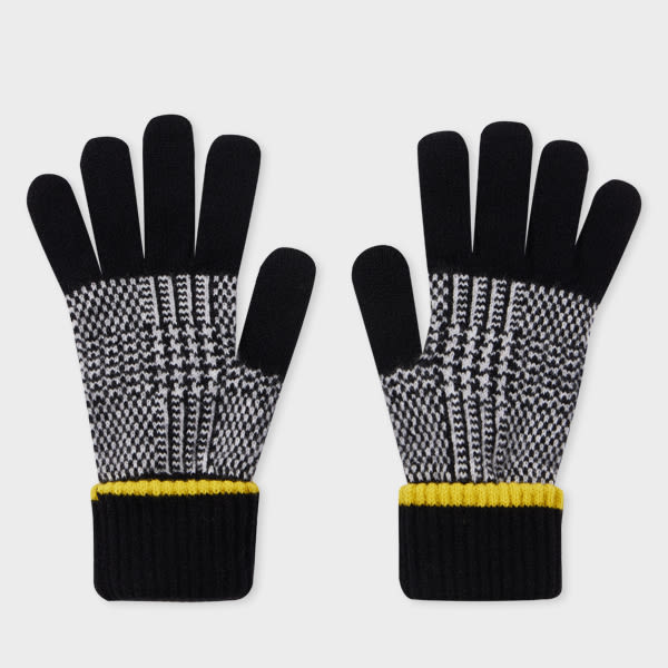 Paul Smith Women's Black Prince of Wales Check Gloves