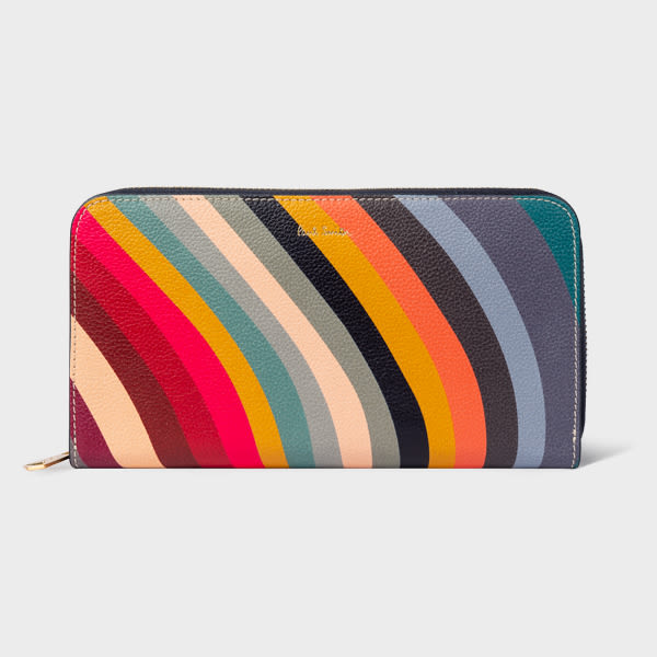 Paul Smith Large 'Swirl' Leather Zip-Around Purse Multicolour