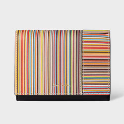 Paul Smith Leather 'Signature Stripe' Tri-Fold Small Purse Multicolour