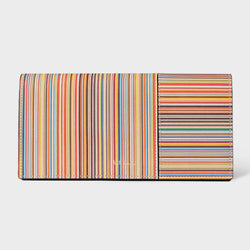 Paul Smith Women's Leather 'Signature Stripe' Tri-Fold Purse Multicolour