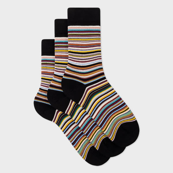 Paul Smith Women's 'Signature Stripe' Socks Three Pack Multicolour