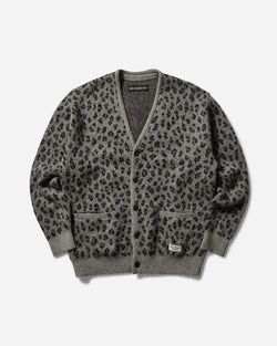 WACKO MARIA Men s Leopard Mohair Cardigan Grey