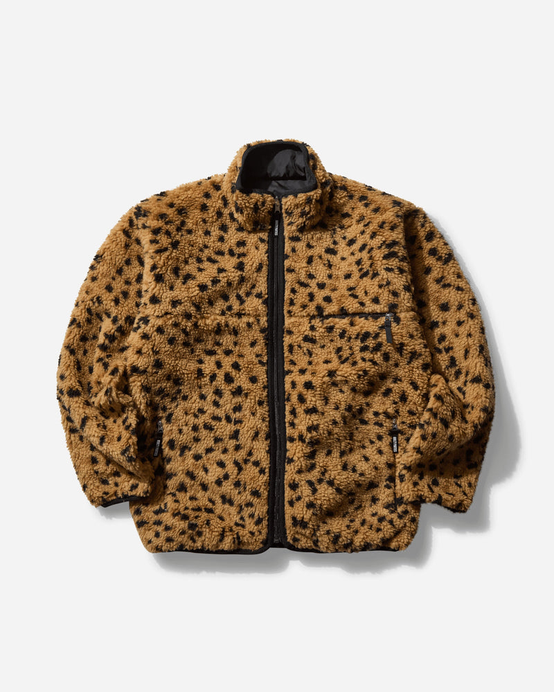 WACKO MARIA Men s Reversible Leopard Boa Fleece Jacket Beige