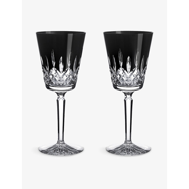 Waterford Lismore Black medium crystal goblets set of two