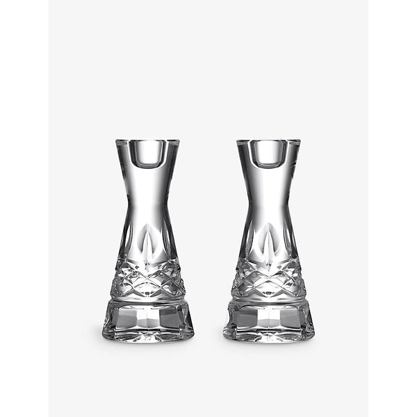 Waterford Lismore round crystal-glass candlesticks 15cm set of two | LYBSTORE