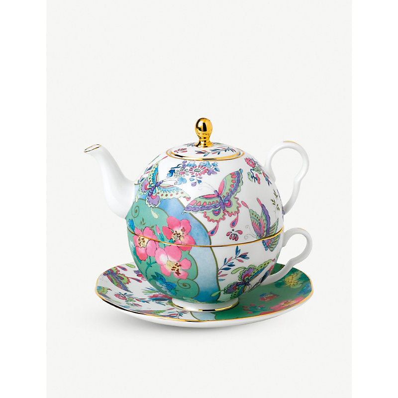 Wedgwood Butterfly Bloom 24ct yellow-gold and china teapot for one 940ml