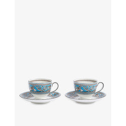 Wedgwood Florentine Turquoise fine bone china cup and saucer set of two