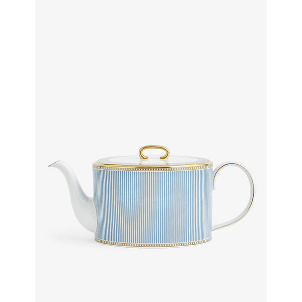 Wedgwood Helia stripe-pattern bone chine teapot 11cm