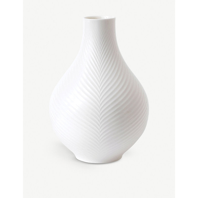 Wedgwood White Folia fine bone china bulb vase 23cm | LYBSTORE