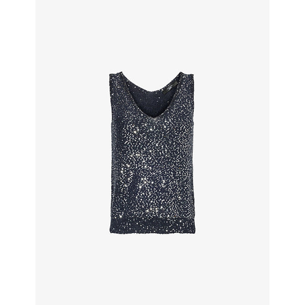 Womens Weekend Max Mara V-neck sequin-embellished woven-blend top