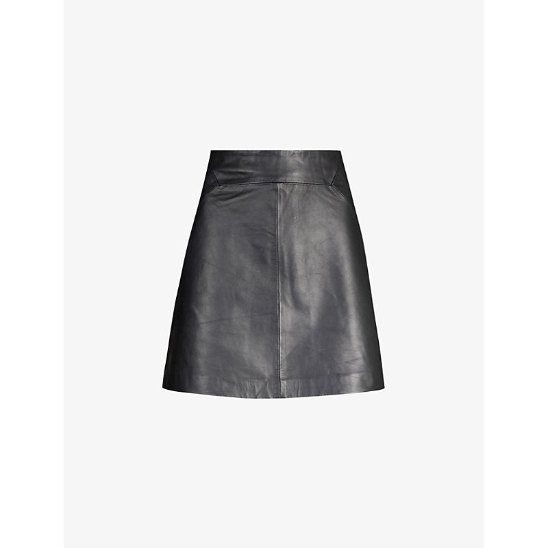 Womens Whistles A-line leather mini skirt