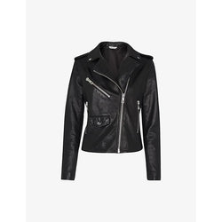 Womens Whistles Agnes zip-through sheepskin-leather biker jacket