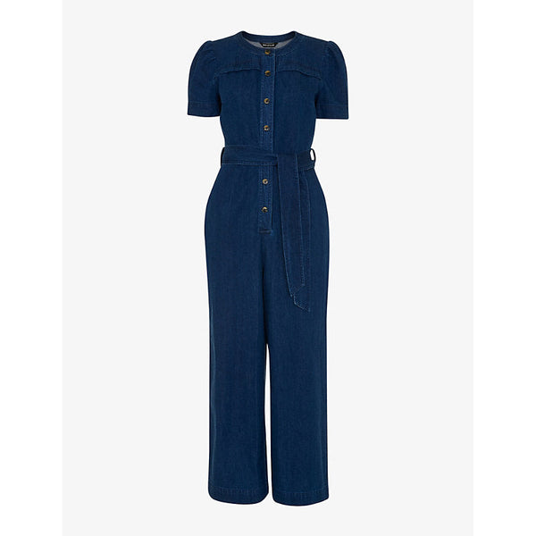 Womens Whistles Alana belted denim cotton jumpsuit