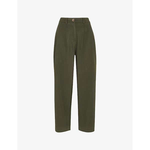 Womens Whistles Bethany pleated barrel-leg mid-rise cotton trousers