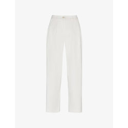 Womens Whistles Bethany pleated barrel-leg mis-rise cotton trousers