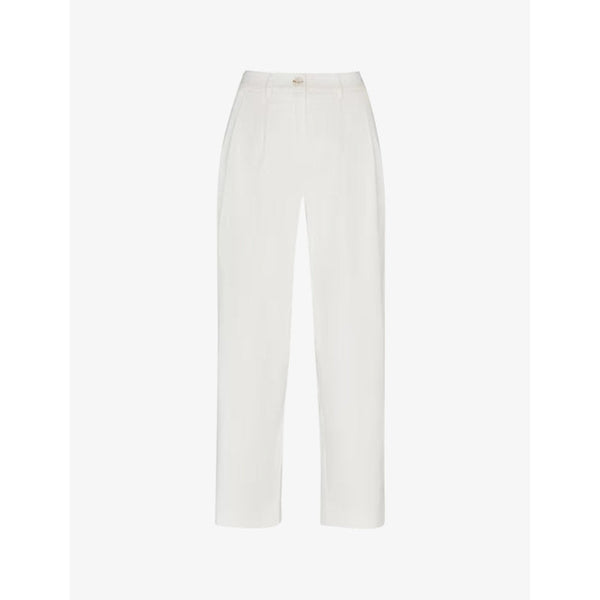 Womens Whistles Bethany pleated barrel-leg mis-rise cotton trousers