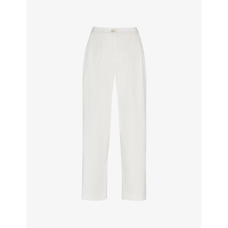 Womens Whistles Bethany pleated barrel-leg mis-rise cotton trousers