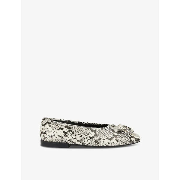 Whistles Cilou tassel snake-embossed leather ballet flats | Whistles