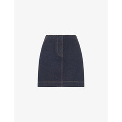 Womens Whistles Contrast-stitch high-rise denim mini skirt