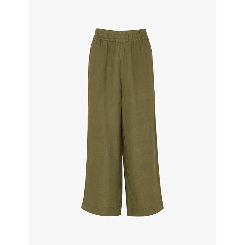 Womens Whistles Elasticated-waist high-rise linen trousers