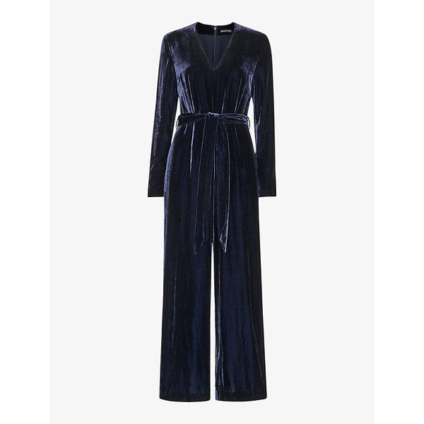 Womens Whistles Elora wide-leg velvet jumpsuit