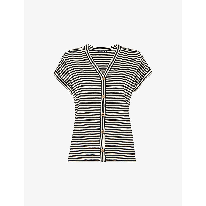 Womens Whistles Jilly relaxed-fit striped cotton top