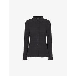 Womens Whistles Long-sleeved plissé woven shirt