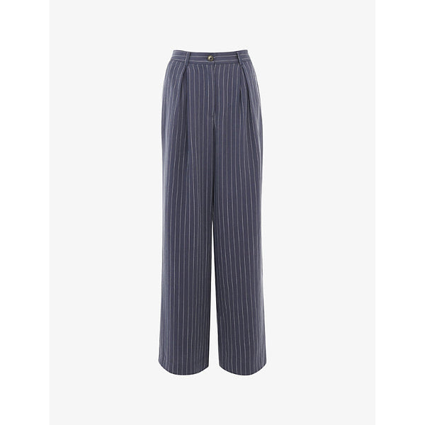 Womens Whistles Lottie relaxed-fit high-rise pinstripe woven trousers