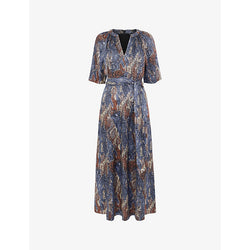 Womens Whistles Marlow snakeskin-print woven midi dress