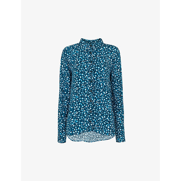  Whistles Pastel leopard-print long-sleeve woven shirt