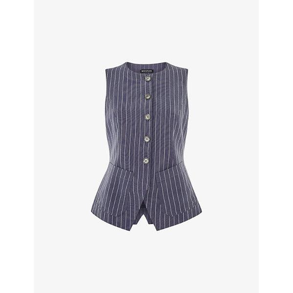  Whistles Pinstripe round-neck woven waistcoat