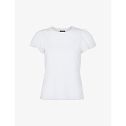 Womens Whistles Round-neck frilled-sleeve cotton T-shirt