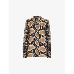 Womens Whistles Snakeskin-print oversized-fit limited-edition viscose and silk-blend shirt