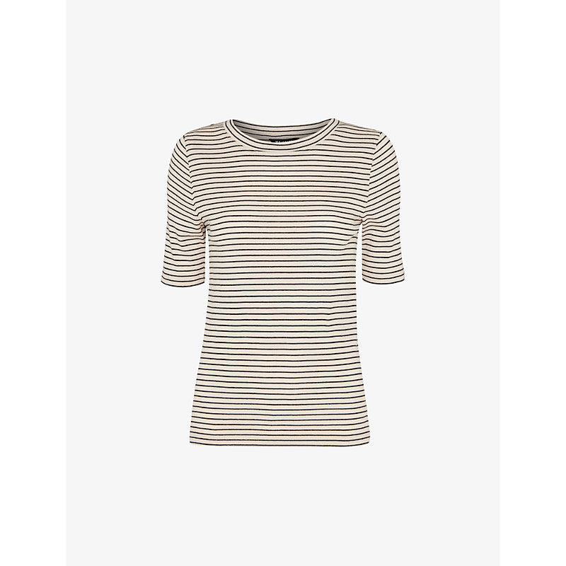 Womens Whistles Stripe relaxed-fit cotton-blend T-shirt