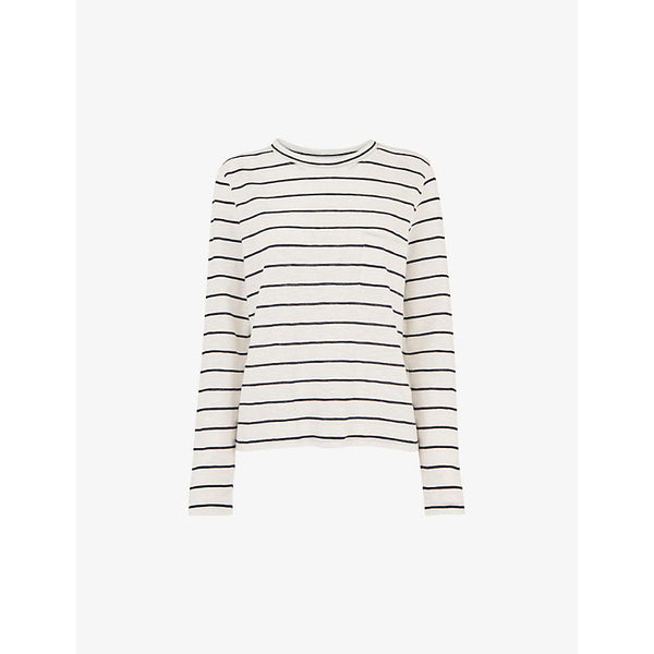 Womens Whistles Striped round-neck cotton top