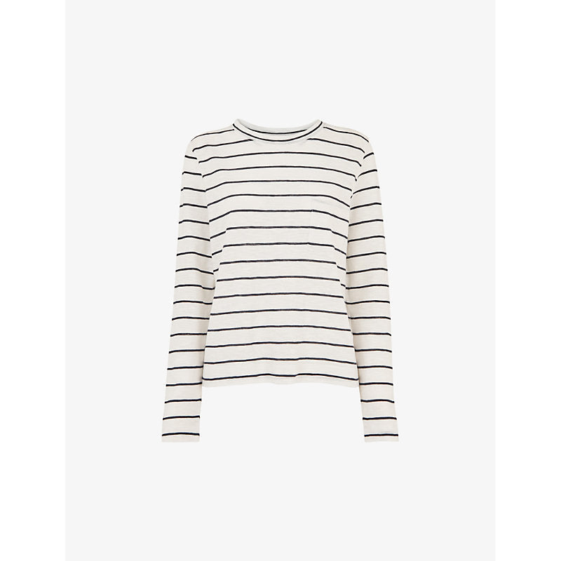 Womens Whistles Striped round-neck cotton top