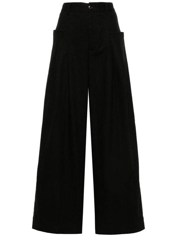 White Sand Cotton Wide Leg Trousers