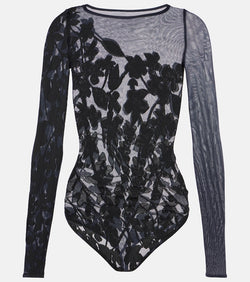 Wolford Graphic Flower sheer mesh bodysuit