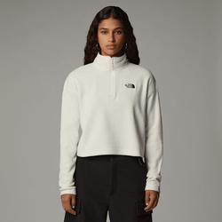 The North Face Women’s 100 Glacier Cropped 1/4 Zip Fleece White Dune-npf 