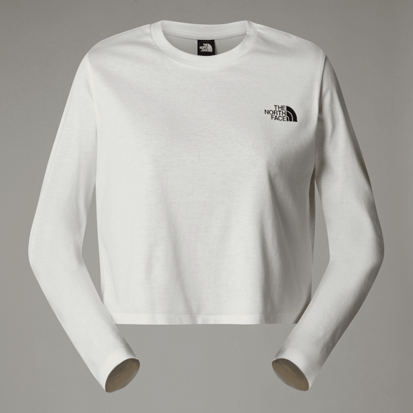 The North Face  Cropped Long-sleeve Simple Dome T-shirt White Dune