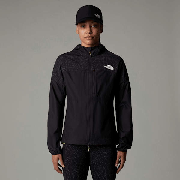 The North Face Women’s Higher Run Wind Jacket Tnf Black-tnf Black Trail Reflective Print 