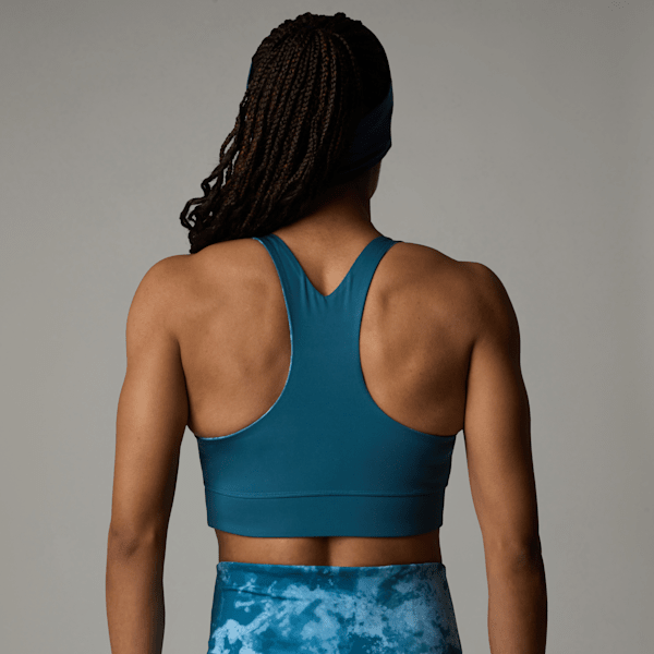 The North Face Women’s Reversible Flex Printed Bra Mallard Blue Micro Halfdome Print | LYBSTORE