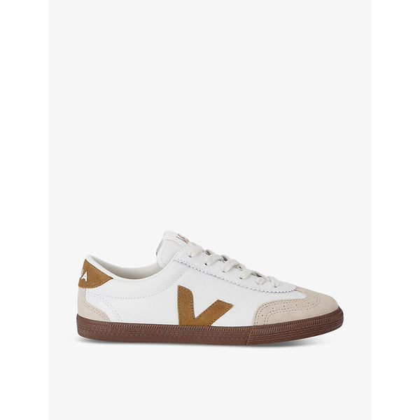 Womens Veja Men's Volley logo-embroidered leather low-top trainers | LYBSTORE