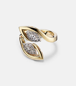 Yeprem Golden Strands white and yellow gold ring with diamonds